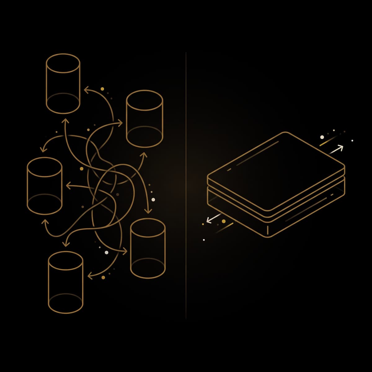 Disconnected legacy databases compared to one unified lakehouse